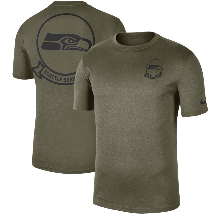 Seattle Seahawks Olive 2019 Salute to Service Sideline Seal Legend Performance T-Shirt