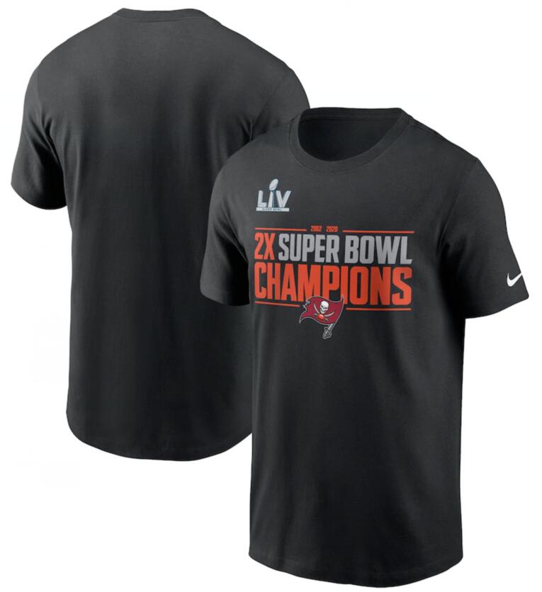 Tampa Bay Buccaneers Black 2 Time Super Bowl Champions Field Goal T-Shirt