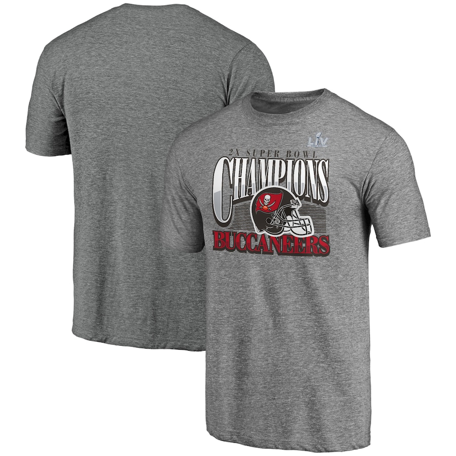 Tampa Bay Buccaneers Fanatics Branded Heathered Gray 2 Time Super Bowl Champions Nickel Tri Blend T-