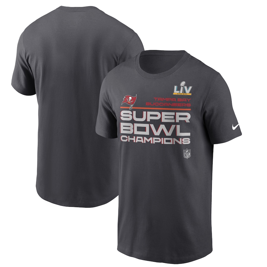 Tampa Bay Buccaneers Anthracite Super Bowl LV Champions Locker Room Trophy Collection T-Shirt