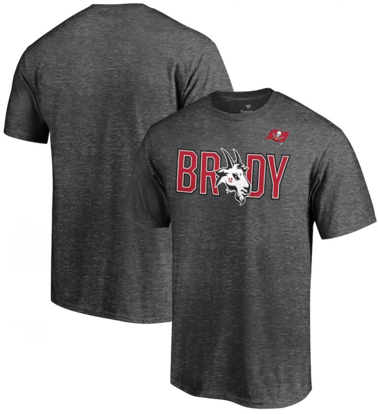 Tampa Bay Buccaneers Tom Brady Fanatics Branded Heather Charcoal GOAT T-Shirt