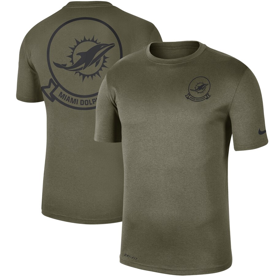Miami Dolphins Olive 2019 Salute to Service Sideline Seal Legend Performance T-Shirt
