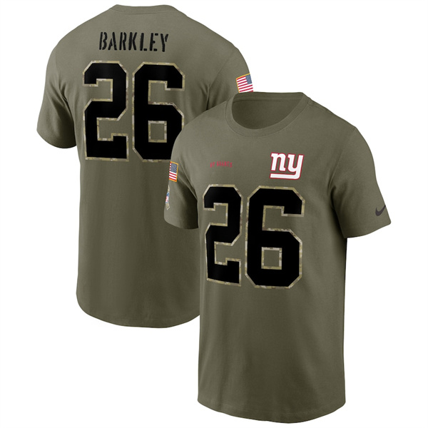 New York Giants #26 Saquon Barkley 2022 Olive Salute to Service T-Shirt