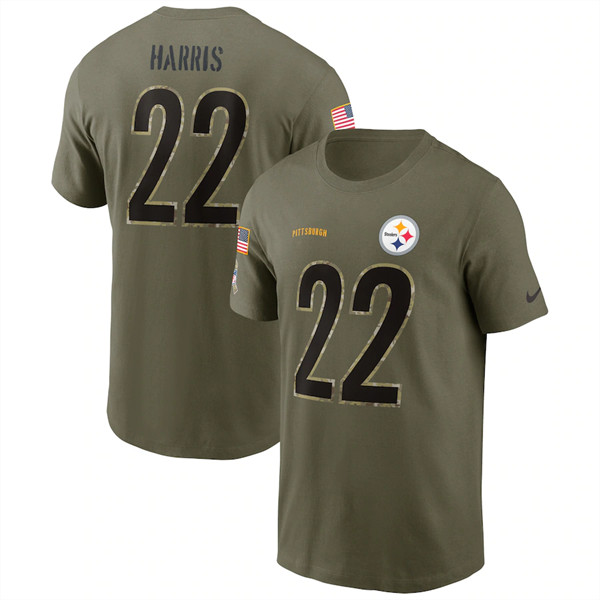 Pittsburgh Steelers #22 Najee Harris 2022 Olive Salute to Service T-Shirt