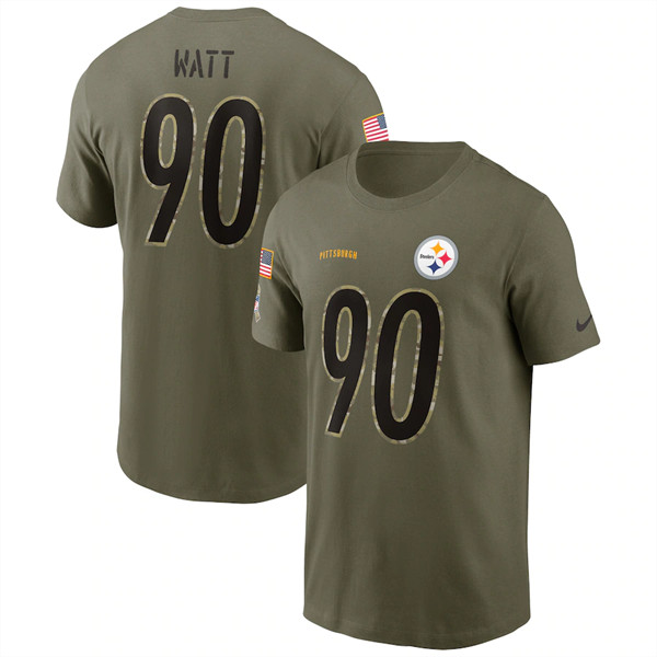 Pittsburgh Steelers #90 T.J. Watt 2022 Olive Salute to Service T-Shirt