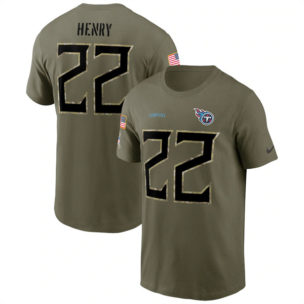 Tennessee Titans #22 Derrick Henry 2022 Olive Salute to Service T-Shirt