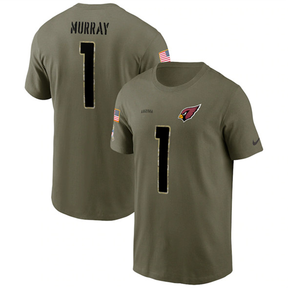 Arizona Cardinals #1 Kyler Murray 2022 Olive Salute to Service T-Shirt - Click Image to Close
