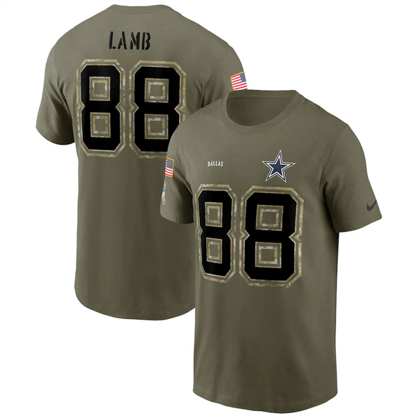 Dallas Cowboys #88 CeeDee Lamb 2022 Olive Salute to Service T-Shirt