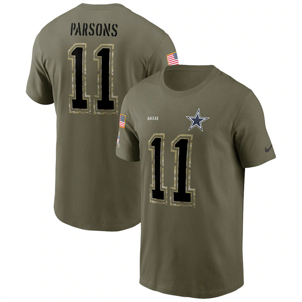 Dallas Cowboys #11 Micah Parsons 2022 Olive Salute to Service T-Shirt - Click Image to Close