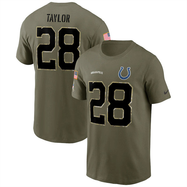 Indianapolis Colts #28 Jonathan Taylor 2022 Olive Salute to Service T-Shirt