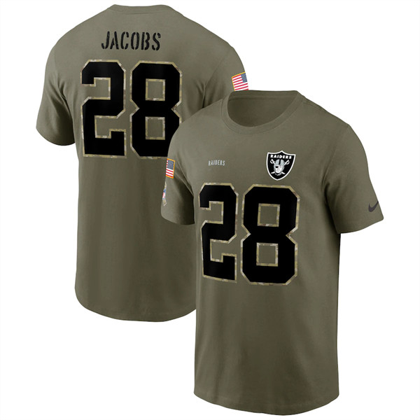 Las Vegas Raiders #28 Josh Jacobs 2022 Olive Salute to Service T-Shirt