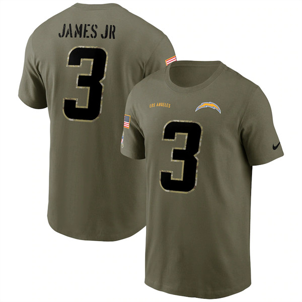 Los Angeles Chargers #3 Derwin James 2022 Olive Salute to Service T-Shirt
