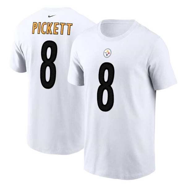 Pittsburgh Steelers #8 Kenny Pickett 2022 White Draft First Round Pick Player Name & Number T-Shirt