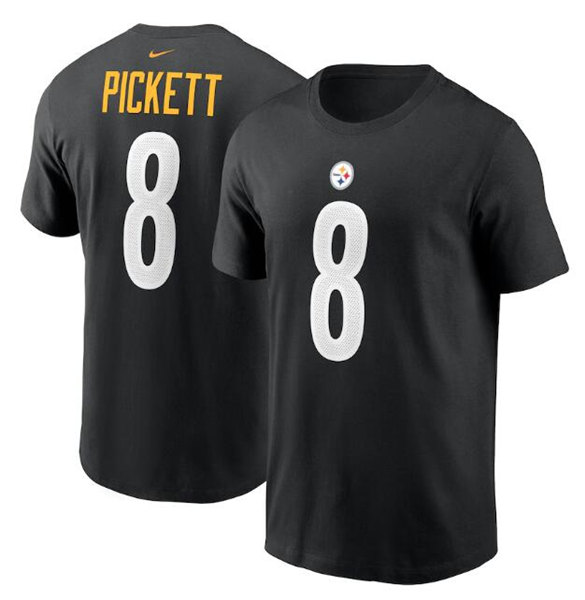 Pittsburgh Steelers #8 Kenny Pickett 2022 Black Draft First Round Pick Player Name & Number T-Shirt
