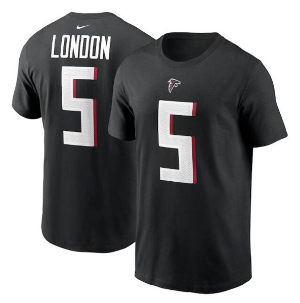 Atlanta Falcons #5 Drake London 2022 Black Draft First Round Pick Player Name & Number T-Shirt
