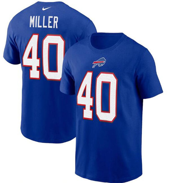 Buffalo Bills #40 Von Miller 2022 Blue Name & Number T-Shirt