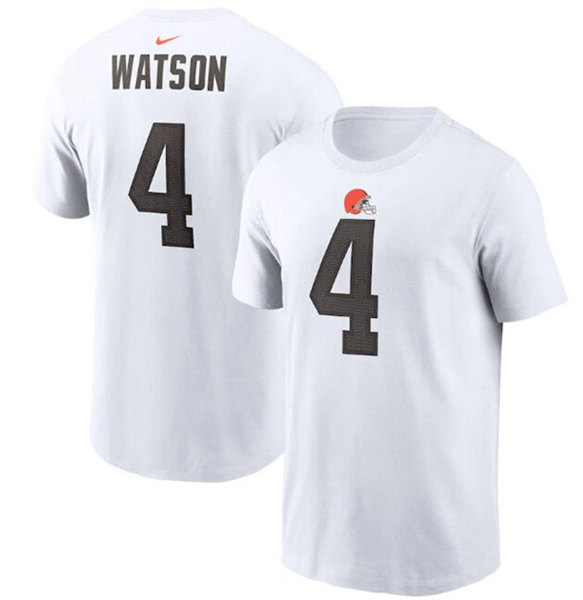 Cleveland Browns #4 Deshaun Watson 2022 White Name & Number T-Shirt