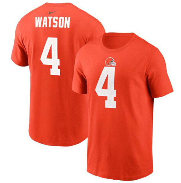 Cleveland Browns #4 Deshaun Watson 2022 Orange Name & Number T-Shirt
