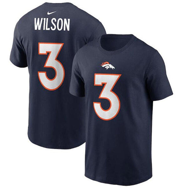 Denver Broncos #3 Russell Wilson 2022 Navy Name & Number T-Shirt