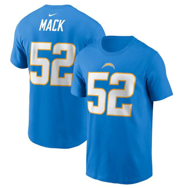 Los Angeles Chargers #52 Khalil Mack 2022 Blue Name & Number T-Shirt - Click Image to Close