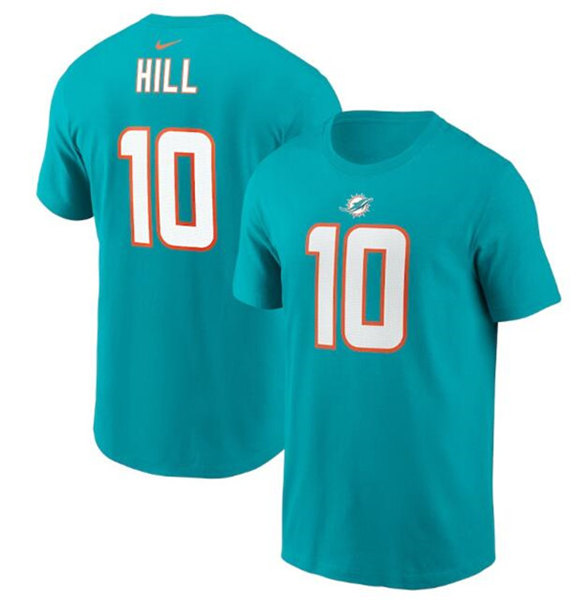 Miami Dolphins #10 Tyreek Hill 2022 Aqua Name & Number T-Shirt