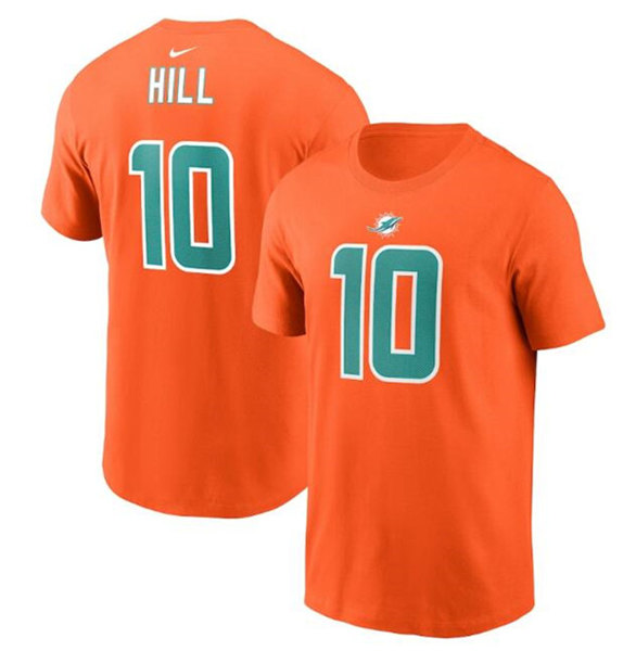 Miami Dolphins #10 Tyreek Hill 2022 Orange Name & Number T-Shirt