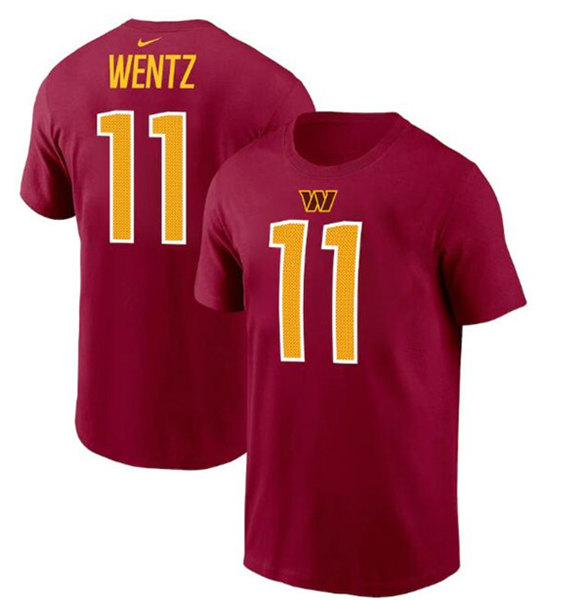 Washington Commanders #11 Carson Wentz 2022 Red Name & Number T-Shirt