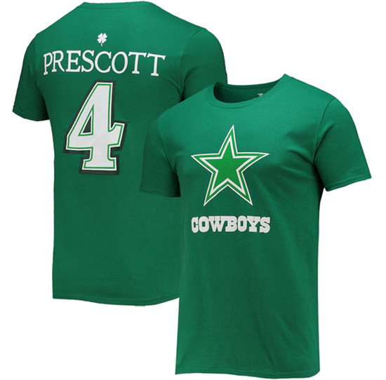 Dallas Cowboys #4 Dak Prescott Green St. Patrick's Day Icon Player T-Shirt