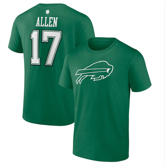 Buffalo Bills #17 Josh Allen Green St. Patrick's Day Icon Player T-Shirt