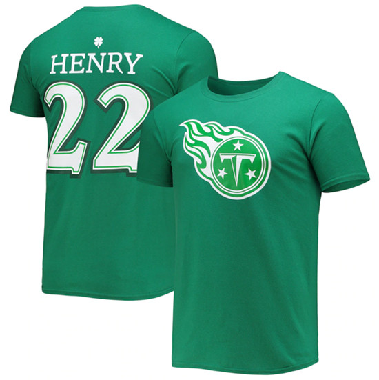 Tennessee Titans #22 Derrick Henry Green St. Patrick's Day Icon Player T-Shirt