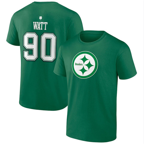 Pittsburgh Steelers #90 T.J. Watt Green St. Patrick's Day Icon Player T-Shirt