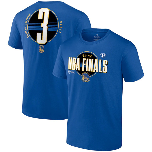 Golden State Warriors #3 Jordan Poole 2022 Royal NBA Finals Name & Number T-Shirt
