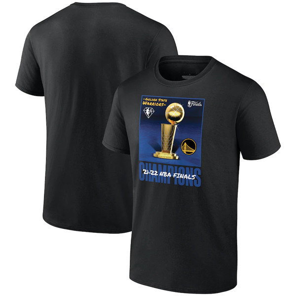 Golden State Warriors 2022 Black NBA Finals Champions 75th Anniversary Jumper Trophy T-Shirt