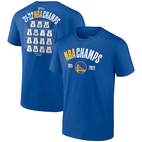 Golden State Warriors 2021-2022 Royal NBA Finals Champions Final Buzzer Jersey Roster T-Shirt