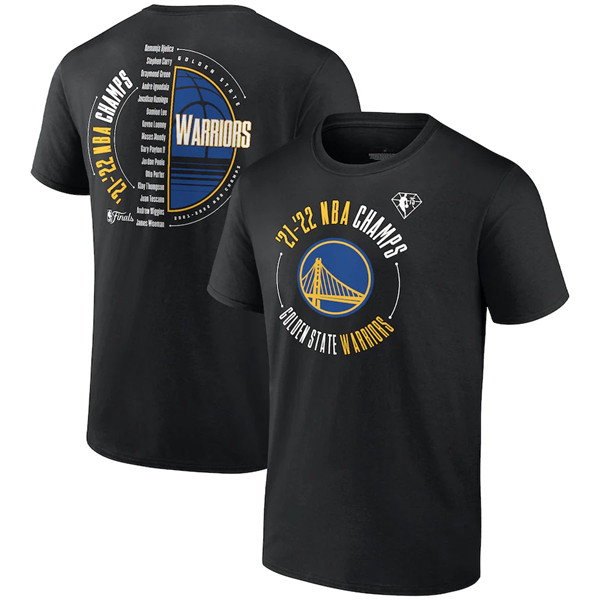 Golden State Warriors 2021-2022 Black NBA Finals Champions Drive List Roster T-Shirt - Click Image to Close