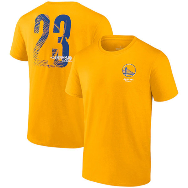 Golden State Warriors #23 Draymond Green 2021-2022 Gold NBA Finals Champions Name & Number T-Shirt