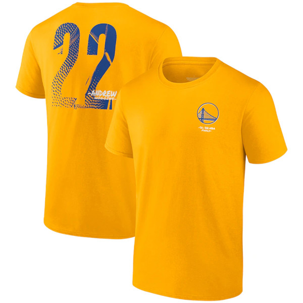 Golden State Warriors #22 Andrew Wiggins 2021-2022 Gold NBA Finals Champions Name & Number T-Shirt