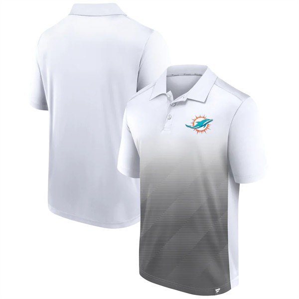 Miami Dolphins White Gray Iconic Parameter Sublimated Polo