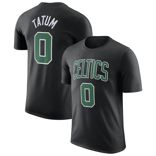 Boston Celtics #0 Jayson Tatum Black 2022-23 Statement Edition Name & Number T-Shirt