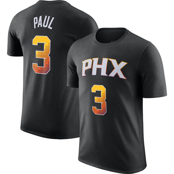 Phoenix Suns #3 Chris Paul Black 2022-23 Statement Edition Name & Number T-Shirt