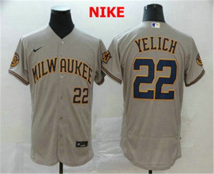 2020 Milwaukee Brewers #22 Christian Yelich Grey Stitched MLB Flex Base Nike Jersey