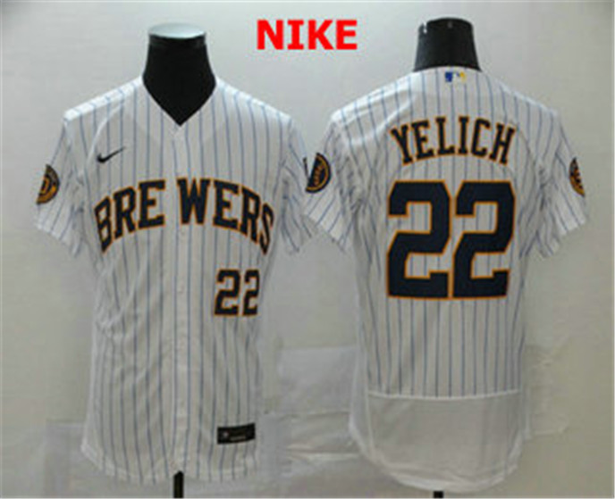 2020 Milwaukee Brewers #22 Christian Yelich White Stitched MLB Flex Base Nike Jersey