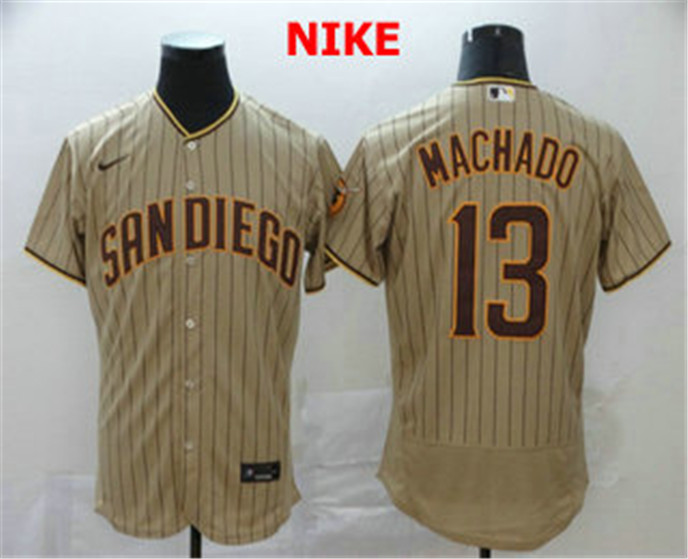 2020 San Diego Padres #13 Manny Machado Gray Pinstripe Stitched MLB Flex Base Nike Jersey