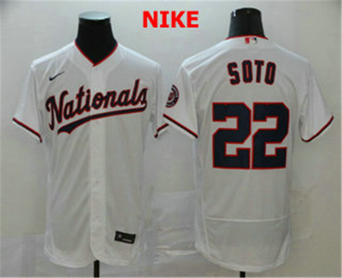2020 Washington Nationals #22 Juan Soto White Stitched MLB Flex Base Nike Jersey