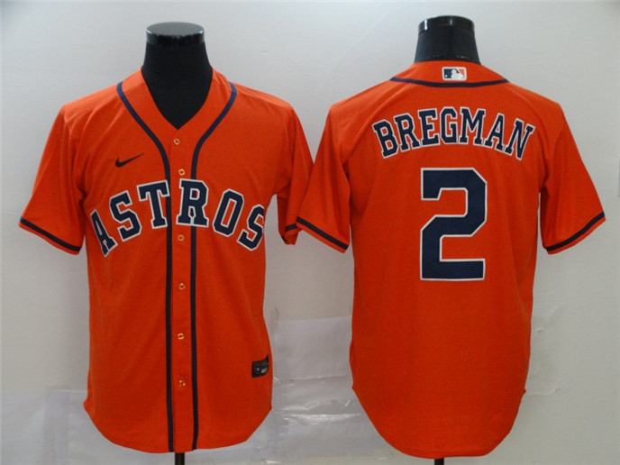 2020 Houston Astros #2 Alex Bregman Orange Stitched MLB Cool Base Nike Jersey