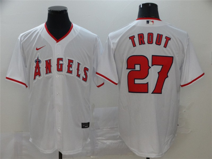2020 Los Angeles Angels #27 Mike Trout White Stitched MLB Cool Base Nike Jersey