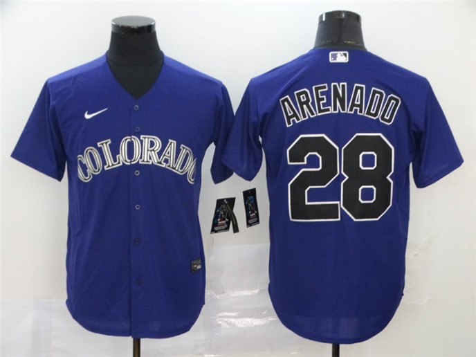 2020 Colorado Rockies #28 Nolan Arenado Purple Stitched MLB Cool Base Nike Jersey