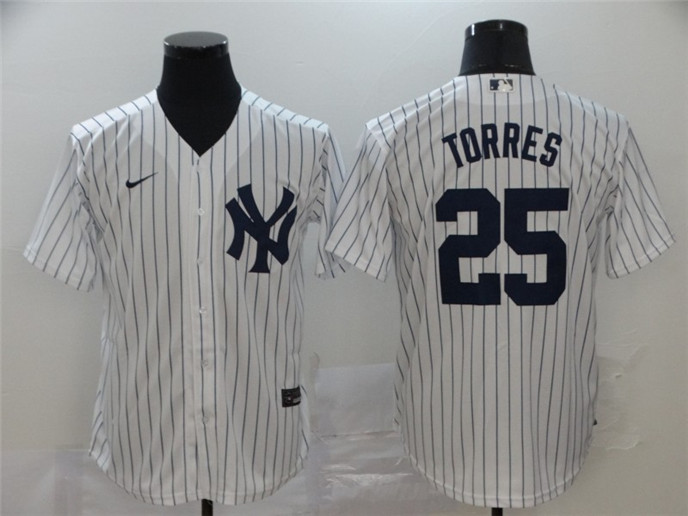 2020 New York Yankees #25 Gleyber Torres White Home Stitched MLB Cool Base Nike Jersey