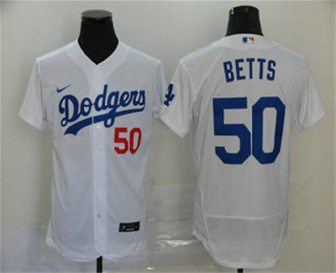 2020 Los Angeles Dodgers #50 Mookie Betts White Stitched MLB Flex Base Nike Jersey