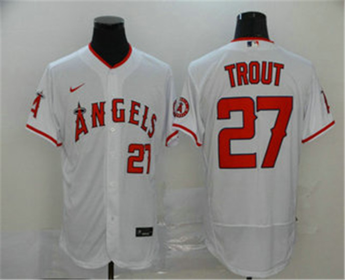 2020 Los Angeles Angels #27 Mike Trout White Stitched MLB Flex Base Nike Jersey